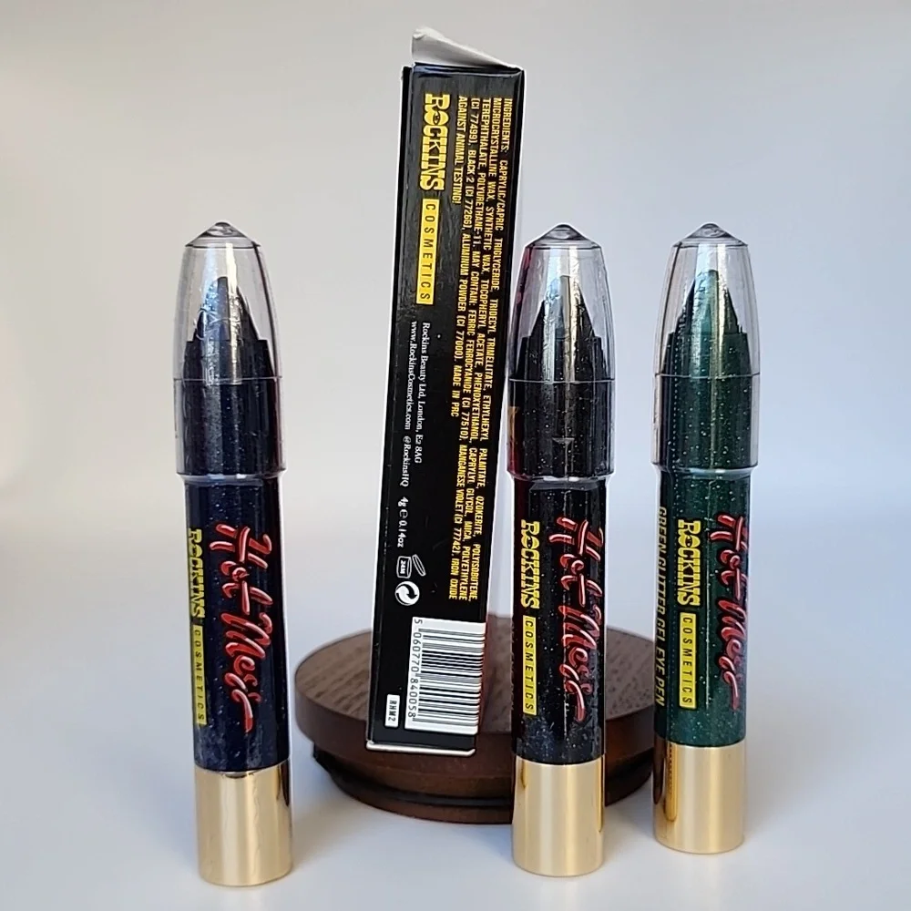 Rockins Cosmetics Hot Mess Threesome Glitter Gel Eye Pens - Black, Green, & Blue